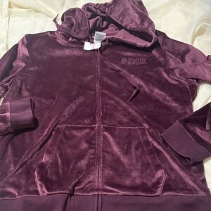 PINK Victoria's Secret Maroon Velvet Hoodie